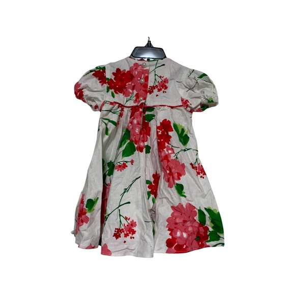 Baby Girls Vtg Plum Pudding LTD Linen Floral Puffy Sleeve Dress Sz 24mo - Picture 4 of 5